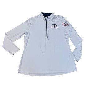 Elevate Women’s Team USA White 1/4 Zip Delta Airlines Patch Pullover Shirt XL